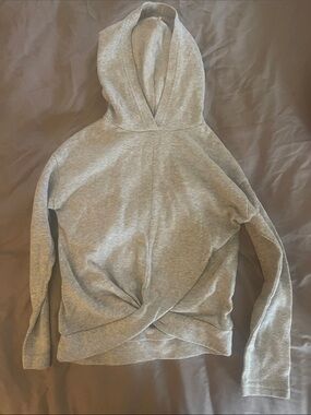 SO Gray Twist-Front Pullover Hoodie